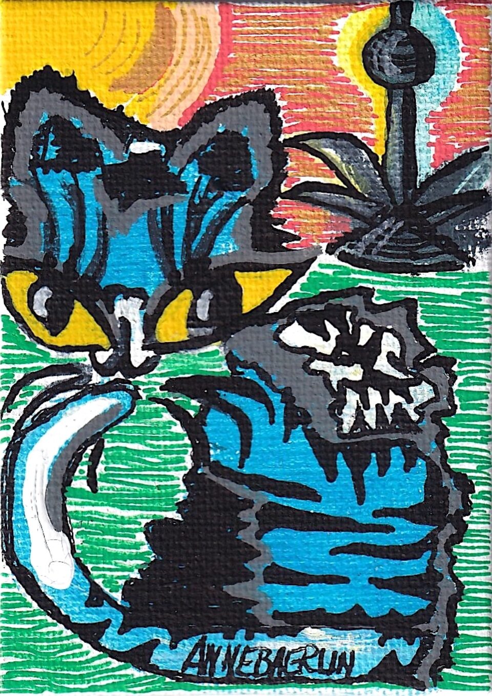 Katze blau Fernsehturm