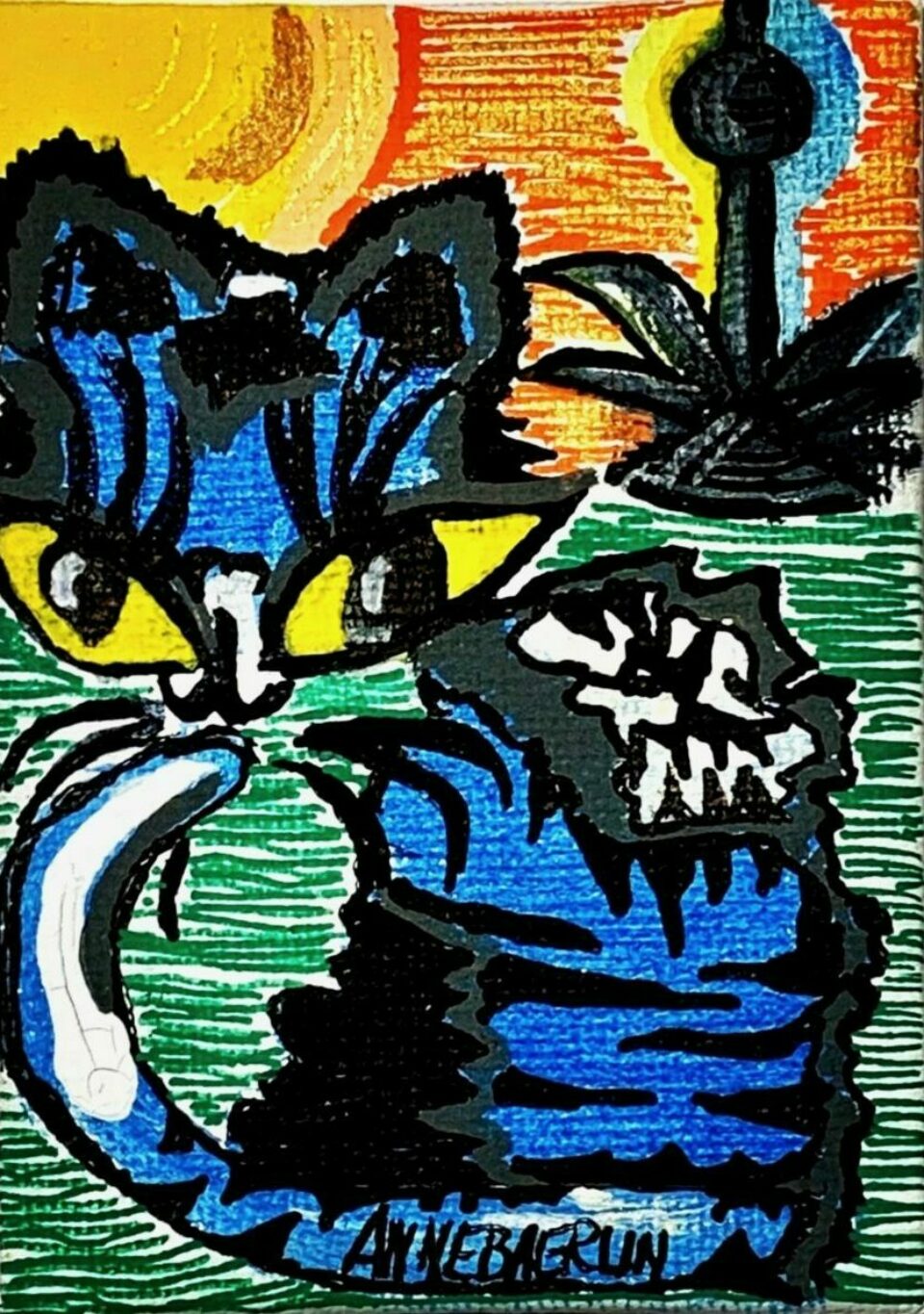 Katze Blau Fernsehturm