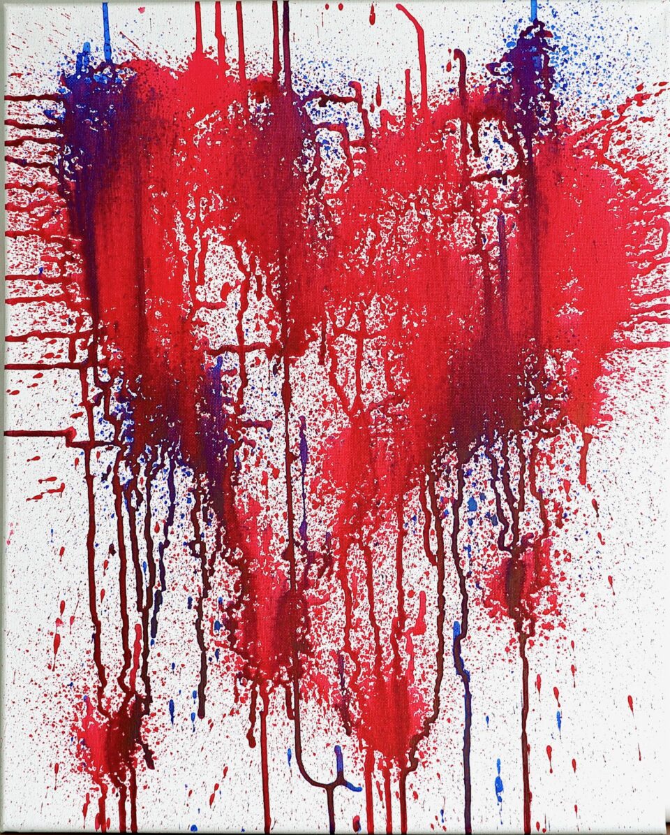 rotes Herz dunkelblau 50x40cm