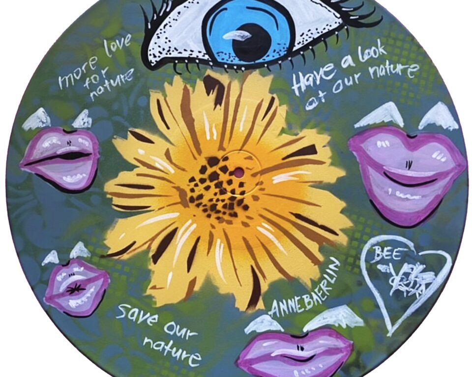 Vinyl gelbe Blume Auge Lippen