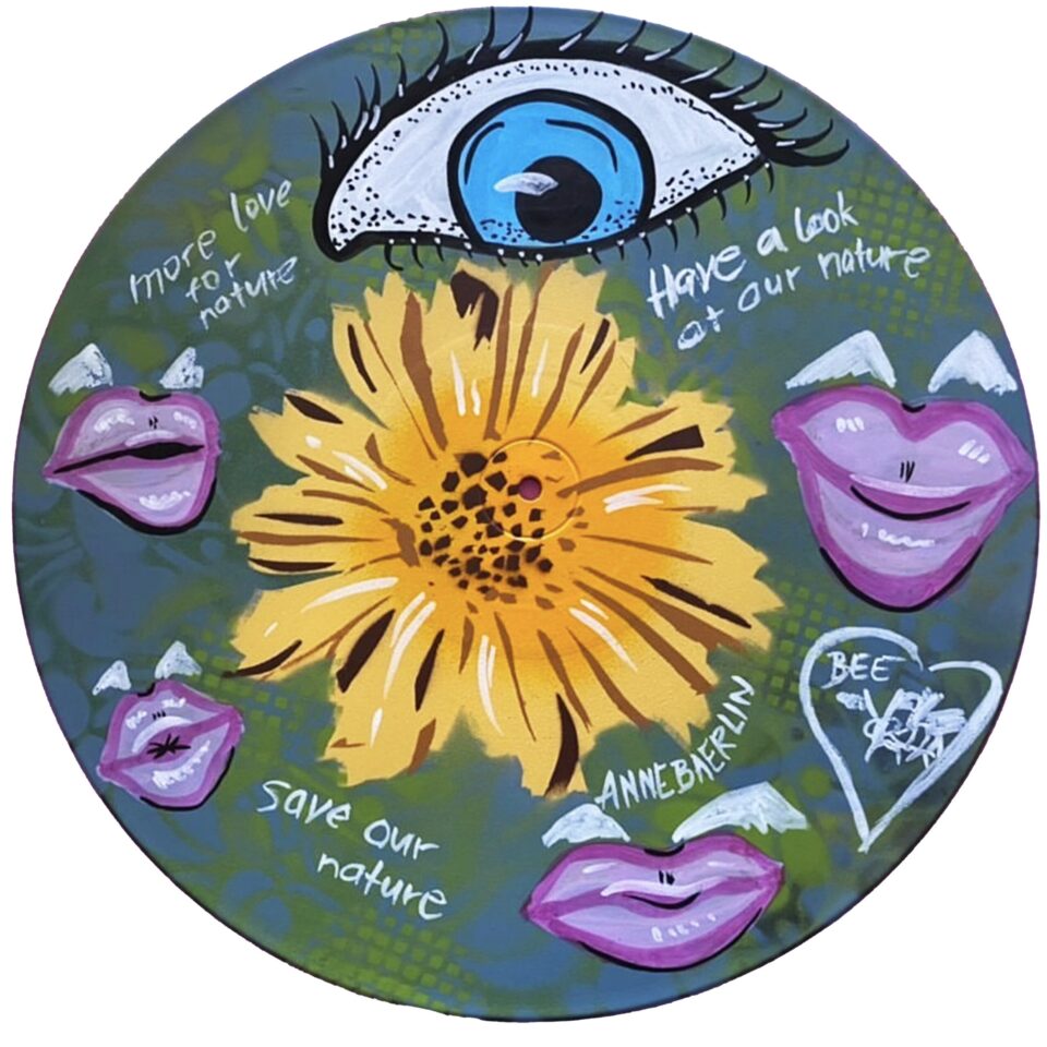 Vinyl gelbe Blume Auge Lippen